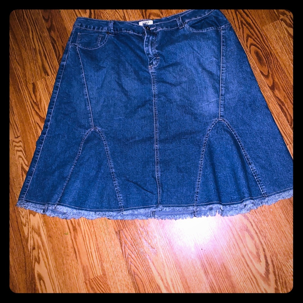 Cato denim flare skirt with fringe SZ18W